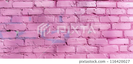 Pink painted brick wall 116420027