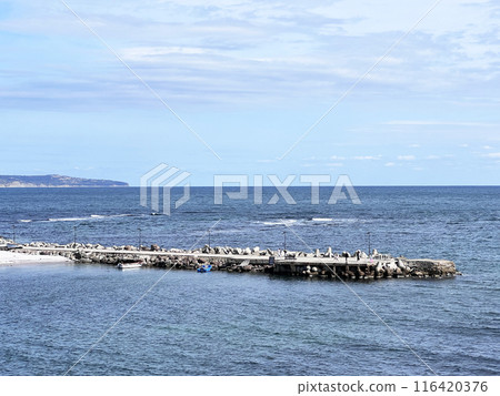 A landscape of the sea view with blue sky and rocks A landscape of the sea view with blue sky and rocks 116420376
