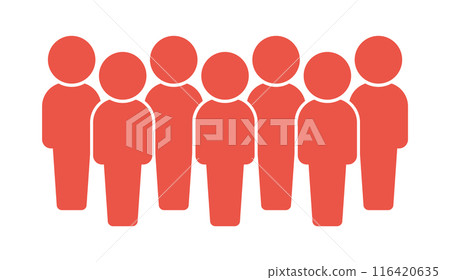 Icon/pictogram of seven people standing - Simple image of a group of seven or a group of multiple people Icon/pictogram of seven people standing - Simple image of a group of seven or a group of multiple people 116420635
