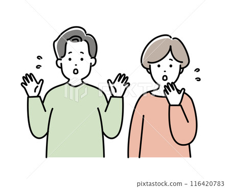 Illustration material of a young couple with a worried expression 116420783