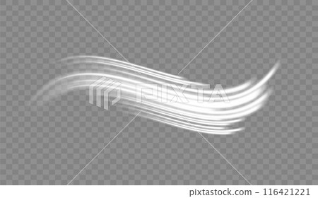 Glowing white speed lines. Motion High speed speed and blur. Dynamic lines. Light wave. Vector 116421221