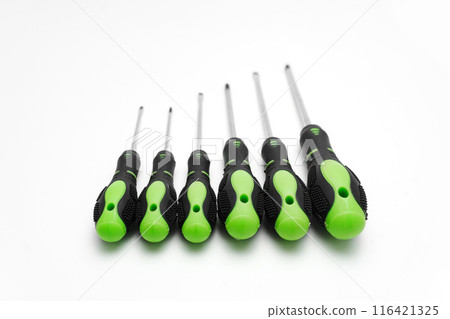 Screwdriver set 10 pieces on a white background.  116421325