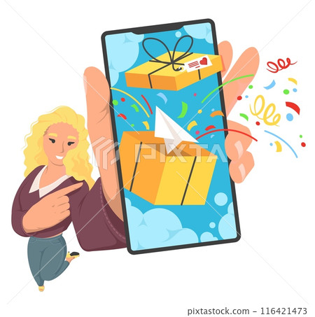 Smartphone bonus, voucher reward, referral gift advertising Smartphone bonus, voucher reward, referral gift advertising 116421473
