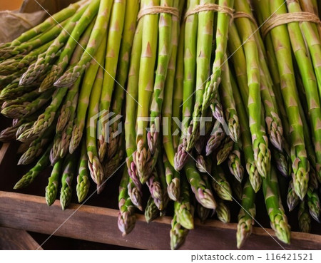 The bunches of asparagus on the market. Generative ai. 116421521