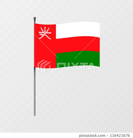 Oman flag on flagpole. Vector illustration. 116421676