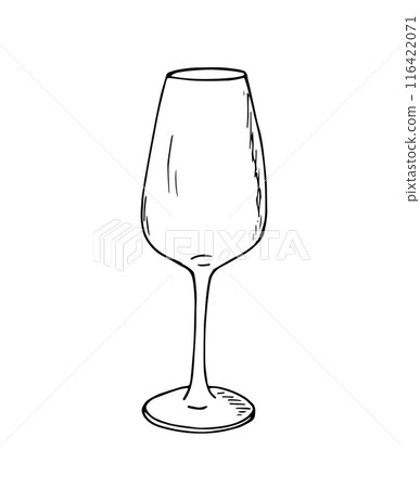 Port wine glass. Hand-drawn illustration of wine glass. Isolated on white background. 116422071
