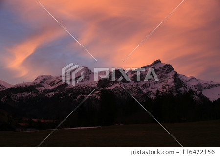 Sky on fire, sunrise scene in Gsteig Bei Gstaad. 116422156