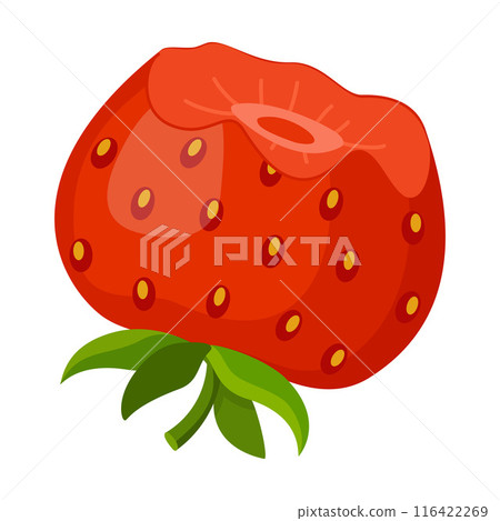 Bitten strawberry. fresh bright berry flat style isolated Bitten strawberry. fresh bright berry flat style isolated 116422269
