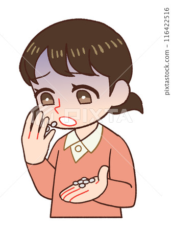 Illustration of a child addicted to drugs, overdosing 116422516