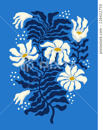 Floral Abstract contemporary poster. Groovy Modern Matisse style art Floral Abstract contemporary poster. Groovy Modern Matisse style art 116422759