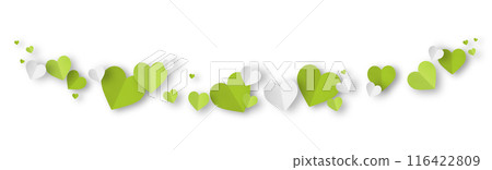 Green origami paper heart isolated on white background. Green origami paper heart isolated on white background. 116422809