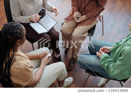 Patients and psychologist at session Patients and psychologist at session 116423089