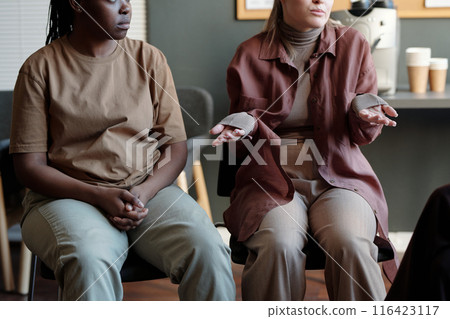 Women talking to psychologist at session Women talking to psychologist at session 116423117