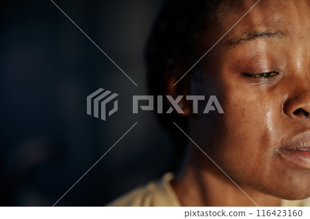 Face of desperate African American girl Face of desperate African American girl 116423160