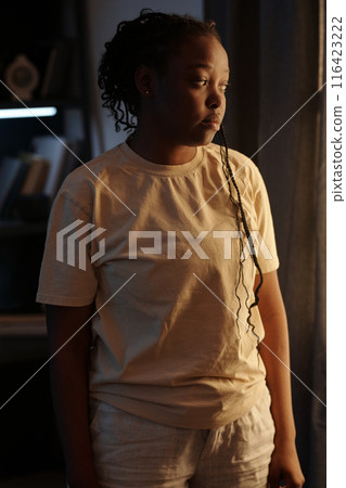 Sad and lonely African American woman Sad and lonely African American woman 116423222