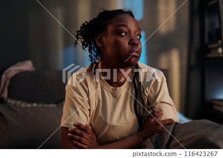 Woman suffering from insomnia at night 116423267