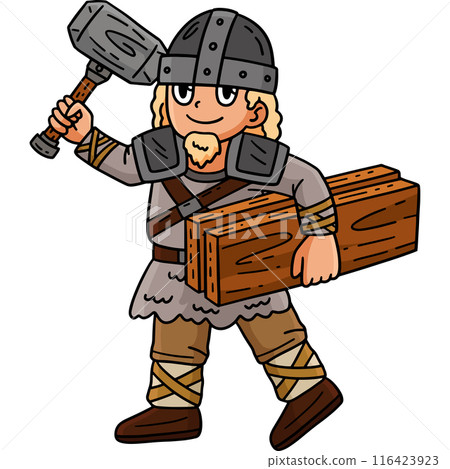 Viking with a Wood Plank Cartoon Colored Clipart Viking with a Wood Plank Cartoon Colored Clipart 116423923