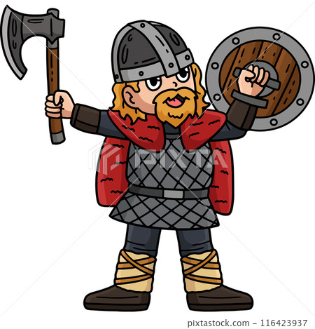 Viking Raising Axe Cartoon Colored Clipart Viking Raising Axe Cartoon Colored Clipart 116423937