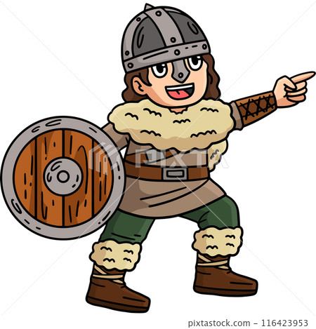 Viking Navigating Cartoon Colored Clipart  116423953