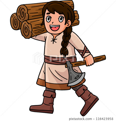 Viking with an Axe and Wood Cartoon Clipart Viking with an Axe and Wood Cartoon Clipart 116423958