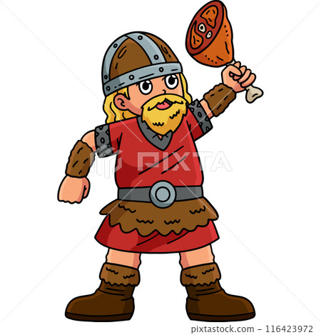 Viking Eating Meat Cartoon Colored Clipart Viking Eating Meat Cartoon Colored Clipart 116423972