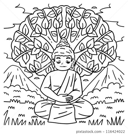 Buddhism Buddha Under Bodhi Tree Coloring Page Buddhism Buddha Under Bodhi Tree Coloring Page 116424022