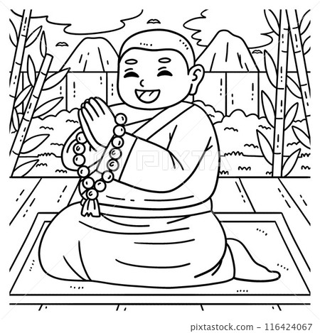 Buddhism Buddha with Prayer Beads Coloring Page Buddhism Buddha with Prayer Beads Coloring Page 116424067