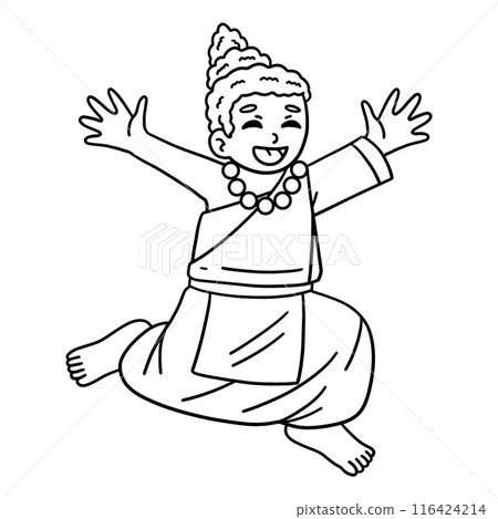 Buddhism Buddha Jumping Isolated Coloring Page Buddhism Buddha Jumping Isolated Coloring Page 116424214