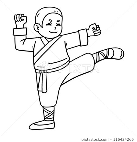 Buddhism Shaolin Monk Isolated Coloring Page  116424266