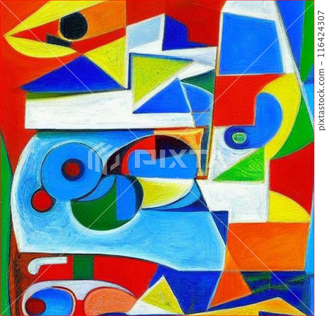 彩色紙上繪製的形狀 116424307