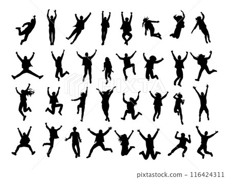 people, jumping, silhouette 116424311