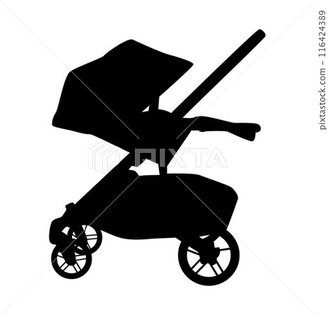 silhouette of a baby carriage, stroller silhouette of a baby carriage, stroller 116424389