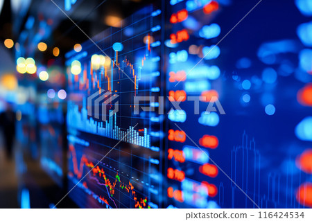 stock market graph screen	 116424534