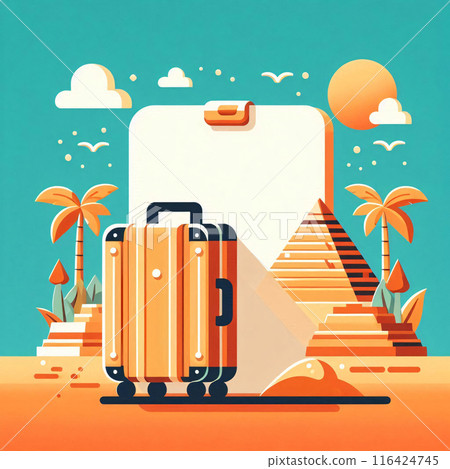 Vector Style Vacation holiday mockup with copy space for different touristic summer destinations 116424745