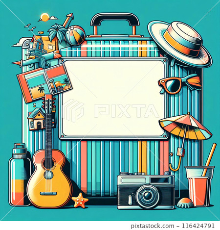 Vector Style Vacation holiday mockup with copy space for different touristic summer destinations 116424791