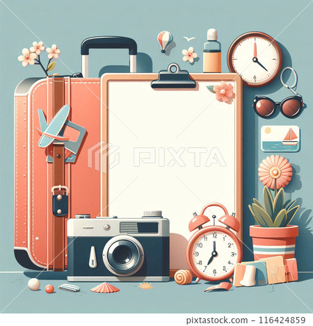 Vector Style spring Vacation holiday mockup with copy space for different touristic destinations  116424859