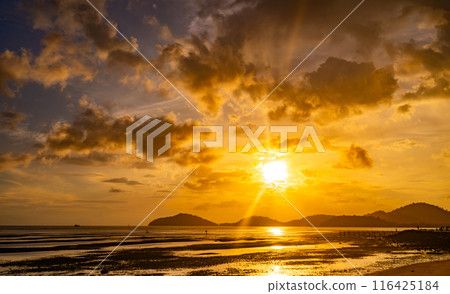 Landscape Long exposure of majestic clouds in the sky sunset or sunrise over sea with reflection in the tropical sea.Beautiful cloudscape scenery.Amazing light of nature Landscape nature background Landscape Long exposure of majestic clouds in the sky sunset or sunrise over sea with reflection in the tropical sea.Beautiful cloudscape scenery.Amazing light of nature Landscape nature background 116425184
