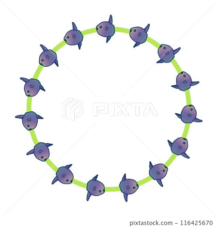 翻車魚圓形裝飾框插圖 翻車魚圓形裝飾框插圖 116425670