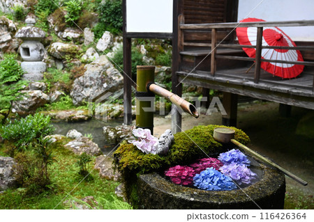 Flower water fountain and Jodoen at Yokokuji Temple in Nagaokakyo, Kyoto Prefecture Flower water fountain and Jodoen at Yokokuji Temple in Nagaokakyo, Kyoto Prefecture 116426364