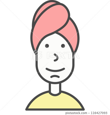 Woman spa client with bath towel on head vector icon 116427093