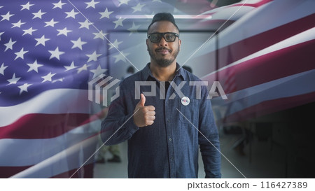 Social advertising of presidential election in the United States with African American man 116427389