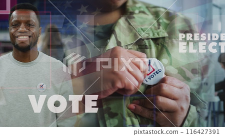 Montage of multiethnic US citizens and highlights from polling stations Montage of multiethnic US citizens and highlights from polling stations 116427391