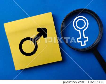 Male and Female,man and woman gender symbol or icon on blue background Male and Female,man and woman gender symbol or icon on blue background 116427430