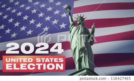 3D motion graphics of The Statue of Liberty with inscription of US Presidential Election 3D motion graphics of The Statue of Liberty with inscription of US Presidential Election 116427465