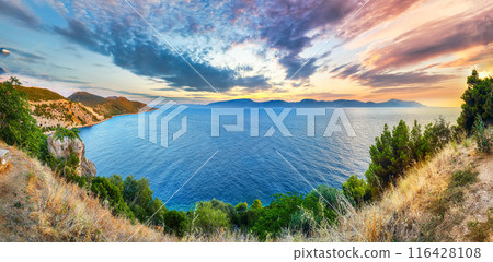 Captivating Coastline Of Makarska Riviera During Sunset. 116428108