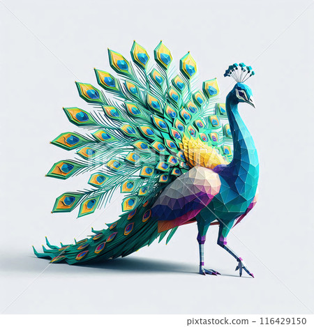 Low Polygon Style Illustrations of Various Animals on a White Background - Modern and Colorful Geometric Art 116429150