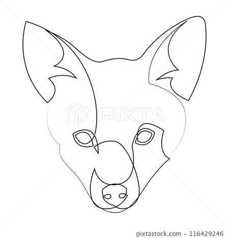 One line fox design silhouette. Fox head drawn by continuous line. Hand drawn minimalism style vector illustration. 116429246