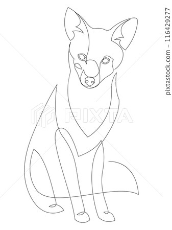 Continuous line drawing of fox. One line art animal. Vector illustration. Continuous line drawing of fox. One line art animal. Vector illustration. 116429277