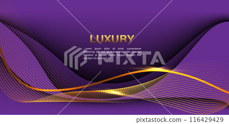 Abstract gold lines curve wavy on purple luxury style design modern background vector 116429429