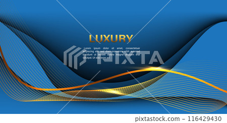 Abstract gold lines curve wavy on blue luxury style design modern background vector Abstract gold lines curve wavy on blue luxury style design modern background vector 116429430